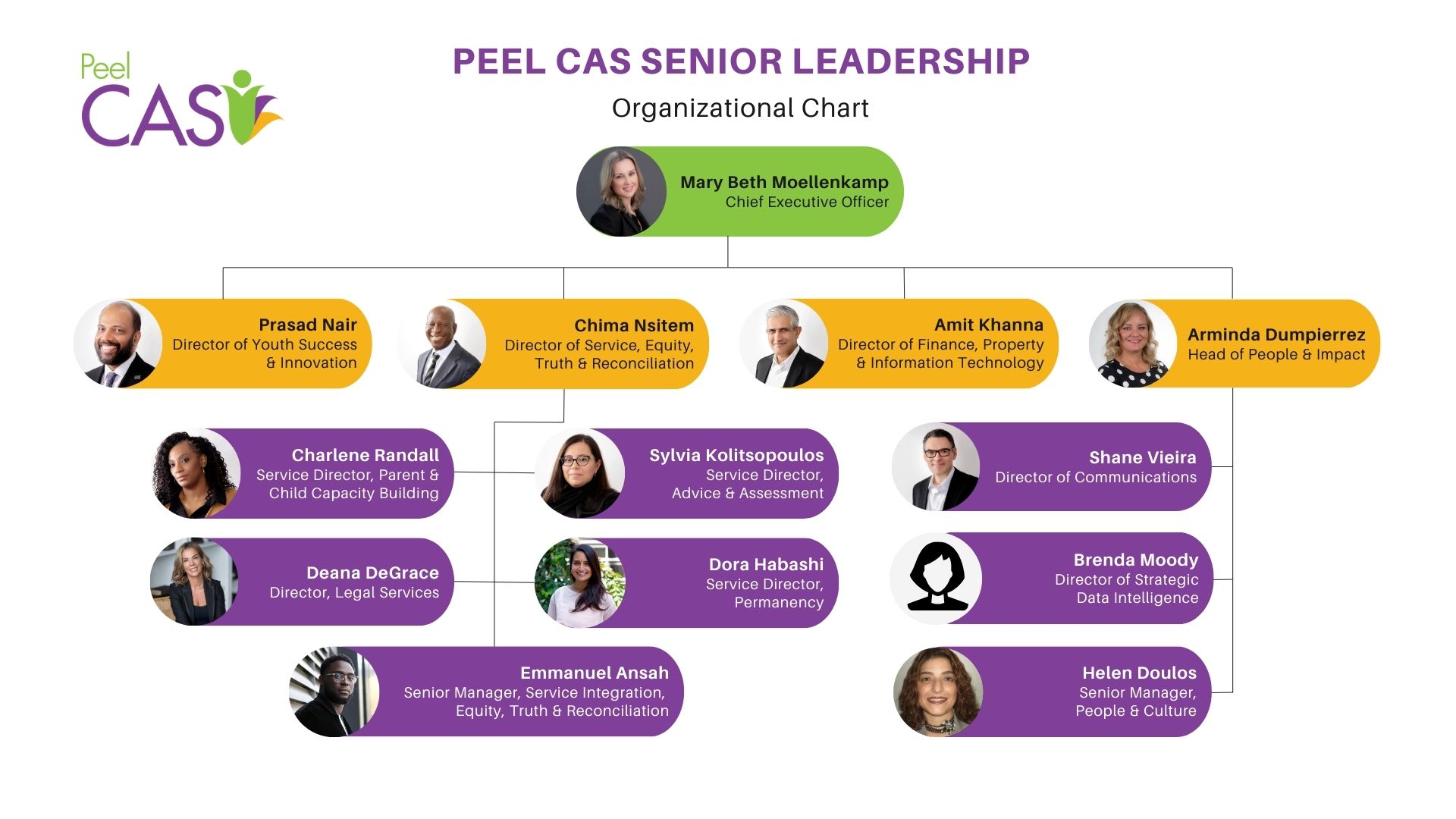 Senior Leadership Team organizational chart